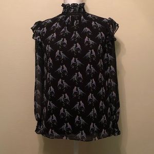 Ted Baker Long Sleeve Ruffled Blouse - High Neck